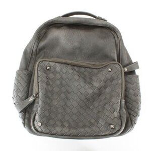 Madison West Faux Leather Grey Woven Design Backpack